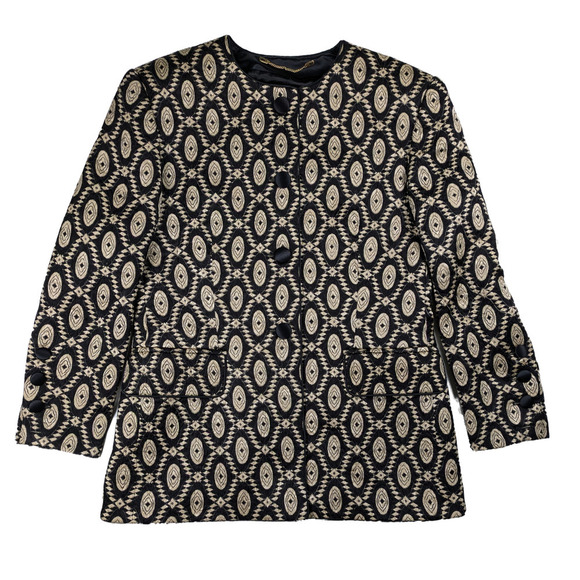 Vintage Escada Black and Gold Geometric Design Blazer Size 40 - Picture 1 of 7